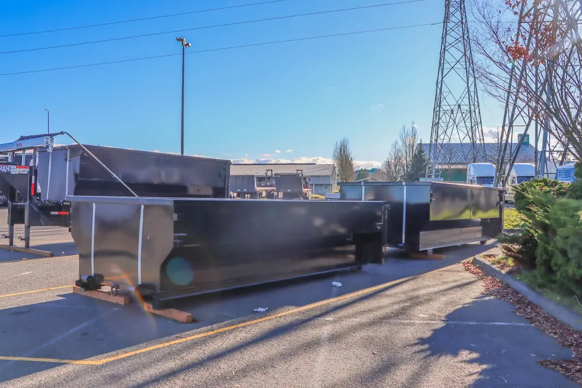 Roll-off dumpster ready for waste disposal at job site for 4 Yard Dumpster Rental in Draper